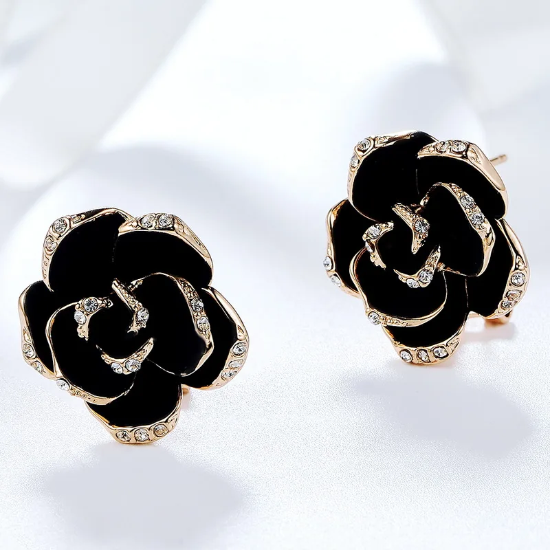 Iutopian Новое поступление элегантные ожерелье с кулоном из черной розы кубическим