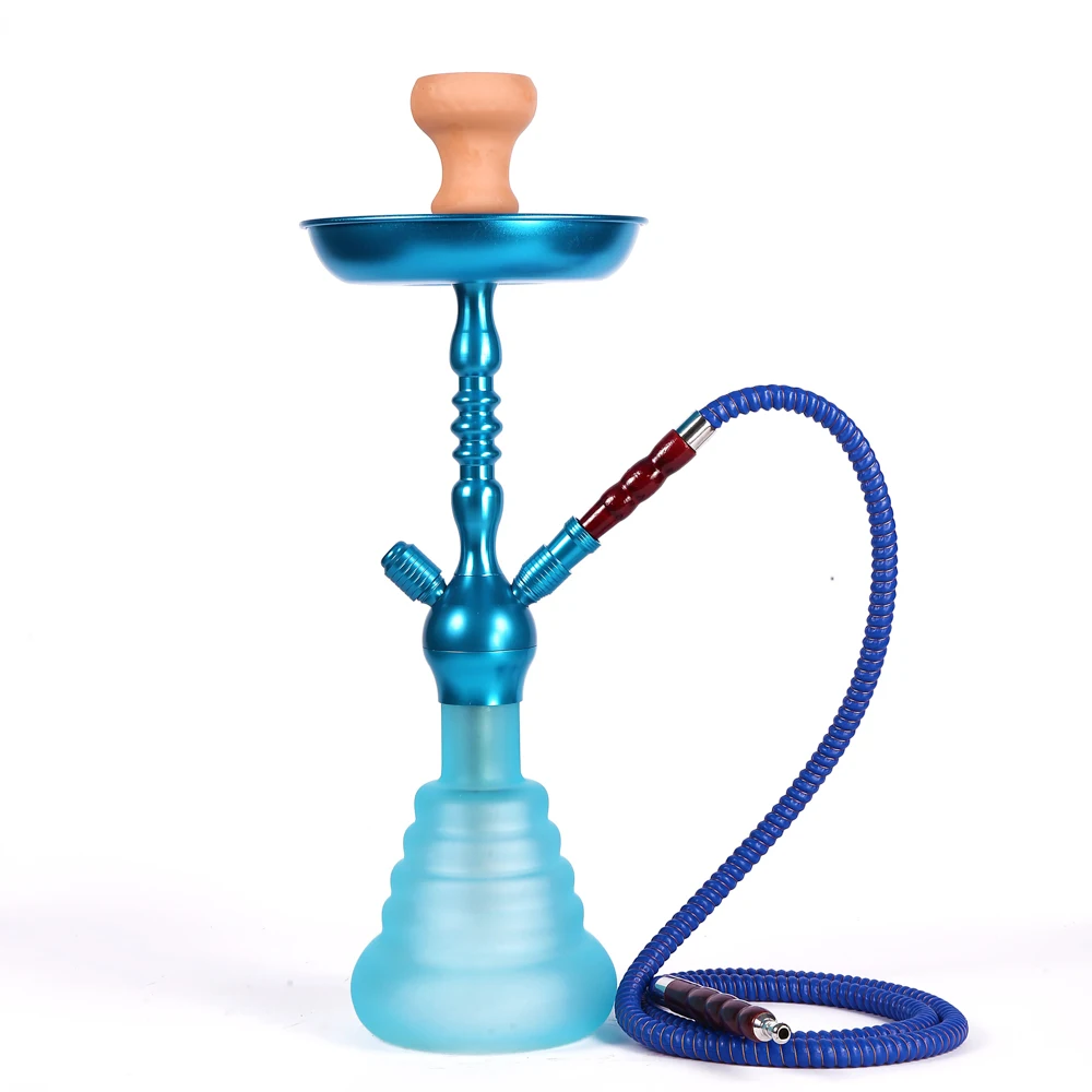 Narghile tobacco smoke pipe frosted glass modern aluminum shisha pots clay bowl colorful aluminum tray hookah
