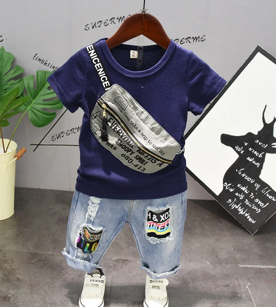 HotSale 2019 Summer Children Clothing Sets Tops +Shorts 2Pcs Set Boys T-shirt Pants Big pocket Sports Suit Kids Clothes 2-6years | Детская