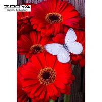 zooya diamond painting red flower butterfly rhinestone cross stitch square diamond embroidery sets home decoration gifts f1081