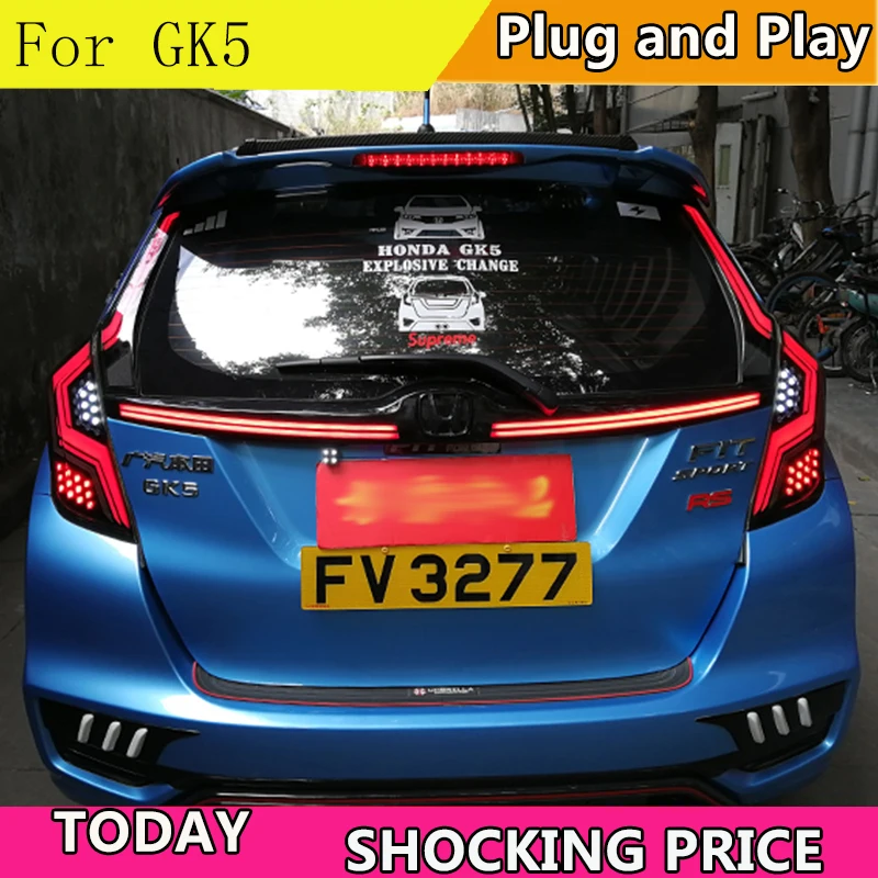 Автомобильный Стайлинг задние фонари для Honda Jazz Fit 2014-2018 светодиодные