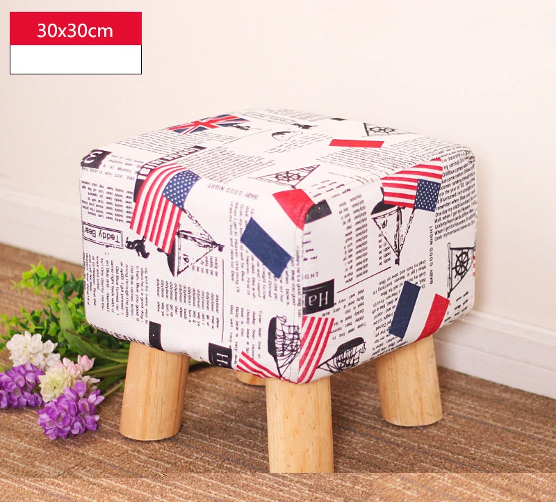 H 30x30cm Модный современный креативный домашний табурет для ног, маленький стул, мягкая натуральная подкладка, табурет для обуви, твердый деревянный табурет для гостиной, спальни - Цвет: H 30x30cm