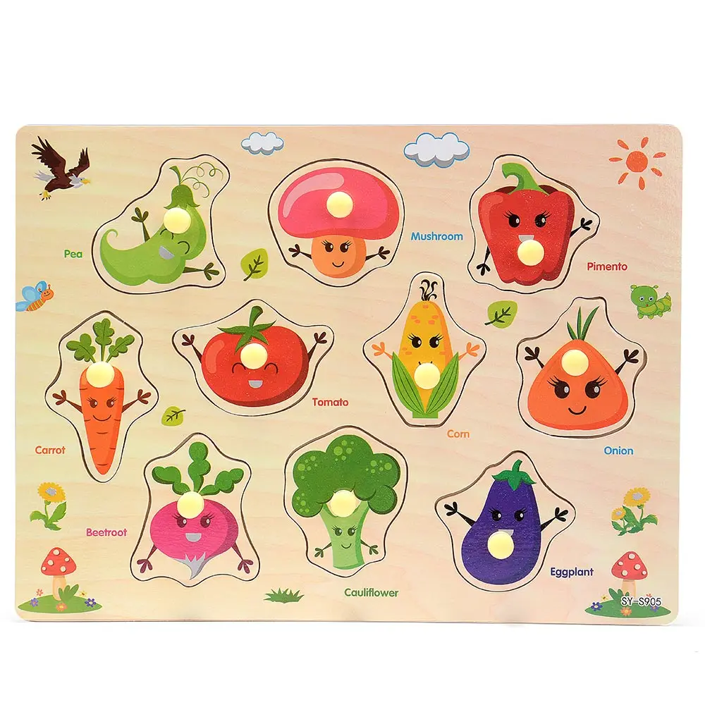 SY-S905-Vegetables Zalami детские деревянные головоломки для рук Tangram головоломки доска мультфильм игрушки для детей раннего образования - Цвет: SY-S905-Vegetables