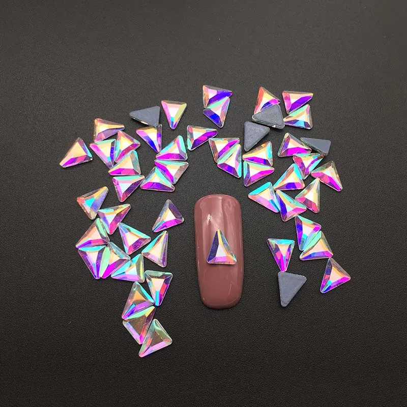 

DIY New Gilding Diamond Crystal Color Flat Bottom Rhinestone Triangle Shape Decoration Fashion Nail Art Decorative Artwork