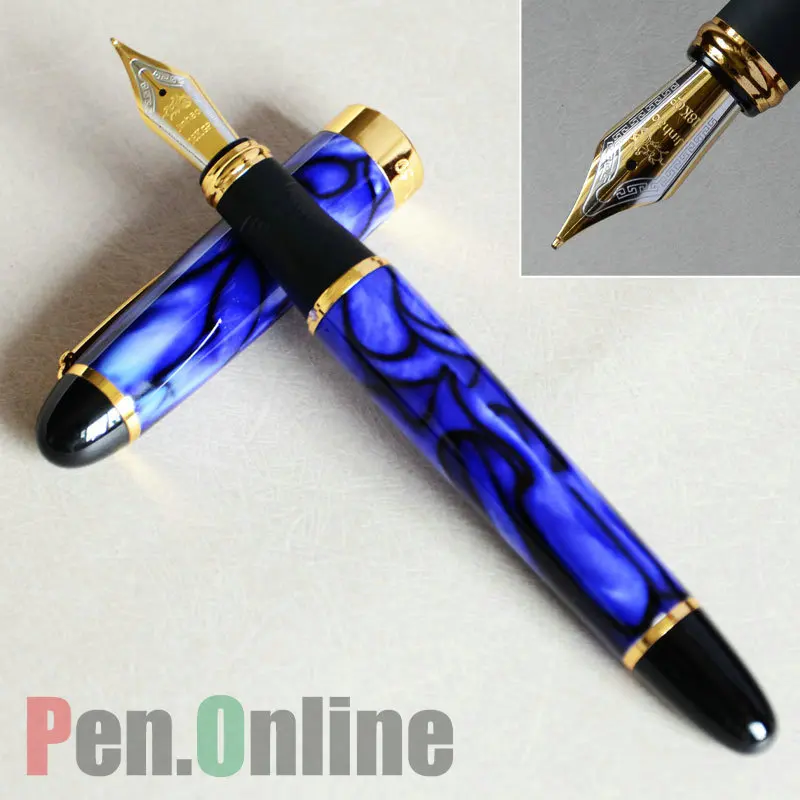 JINHAO X450 Королевского синего цвета мрамора и золотистого перо с широким основанием