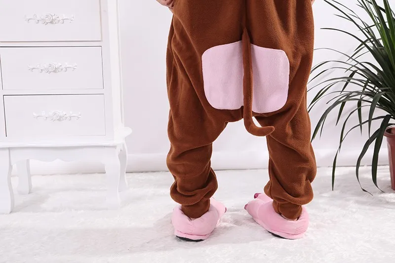Монки коричневые взрослых Onesie животных Для мужчин Для женщин комбинезон пижамы ворсом мультфильм Костюмы для косплея Пижама S-XL