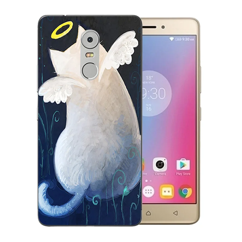 5 дюймов для Lenovo K6 Note чехлы силиконовый чехол Vibe задняя крышка матовая удача кошка