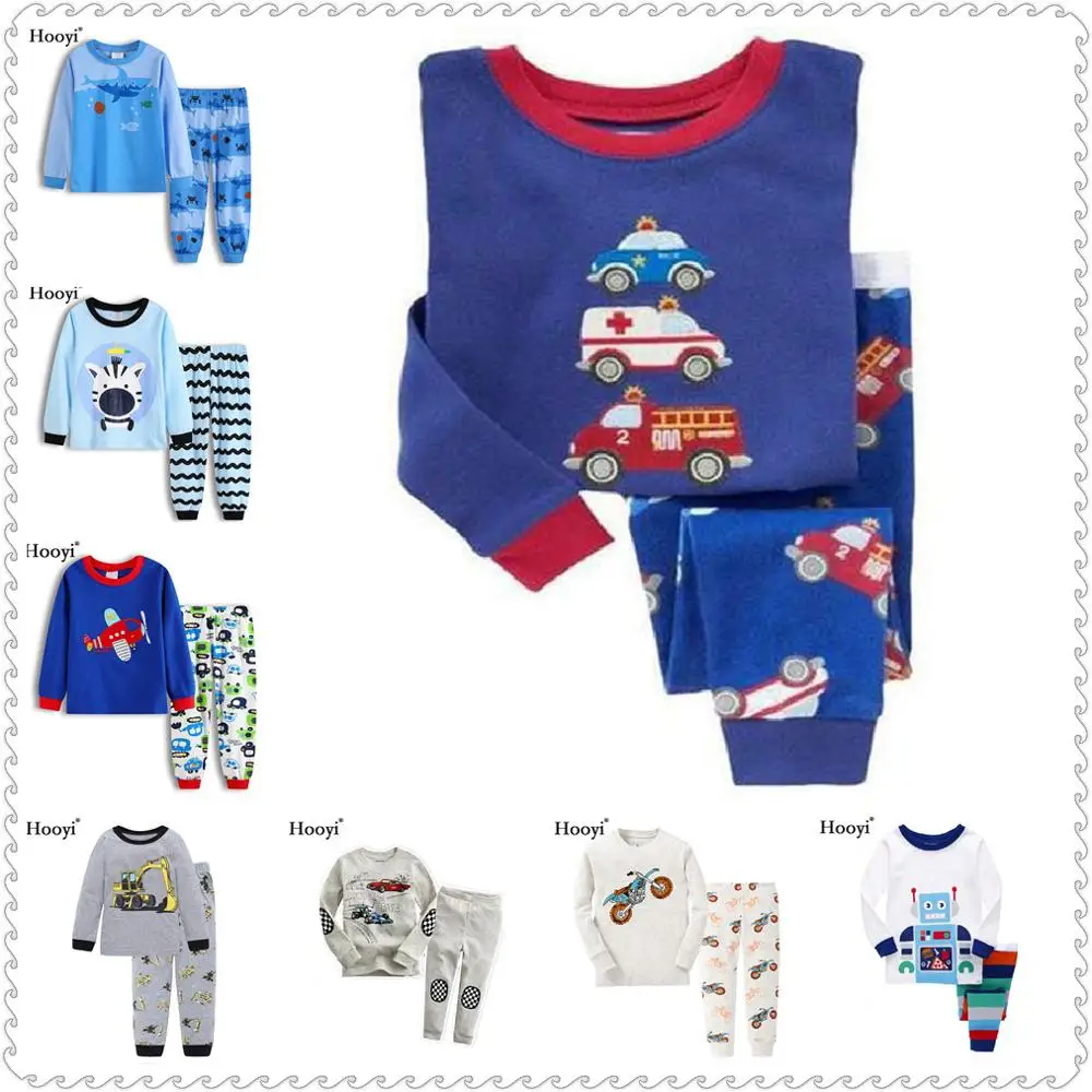 Фото Детский пижамный комплект для мальчиков, Детская Хлопковая пижама, одежда для сна, костюм из брюк, Пижама для младенцев 1-7 лет №1
