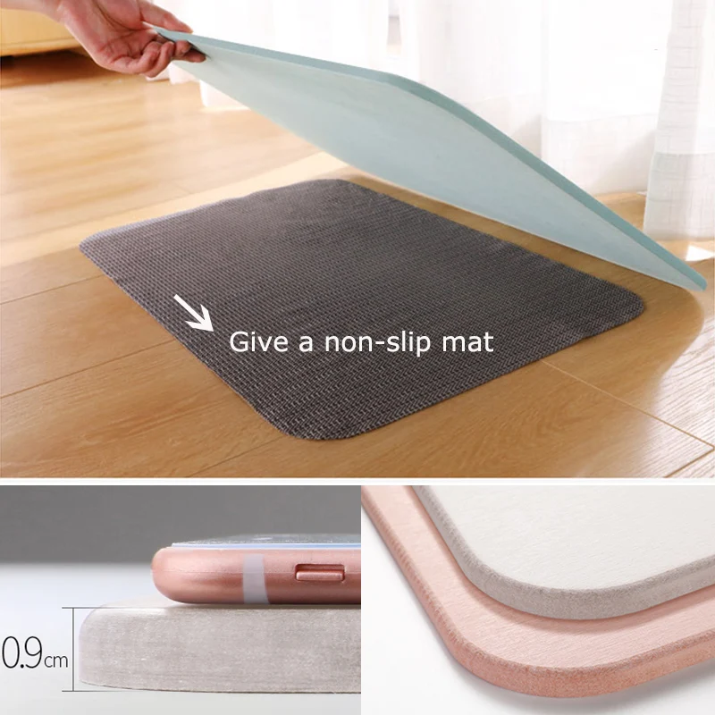 

Boxi Bath Mats Bathroom Anti-slip Diatom Mud Foot Mat Water Absorption Quick Drying Shower Mat Safe Non-toxic Bathroom Mat Set