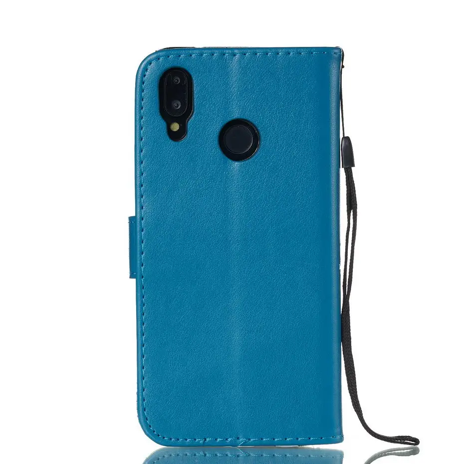 Бабочка цветок кожаный флип бумажник чехол для huawei P20 Lite Pro с подставкой слот
