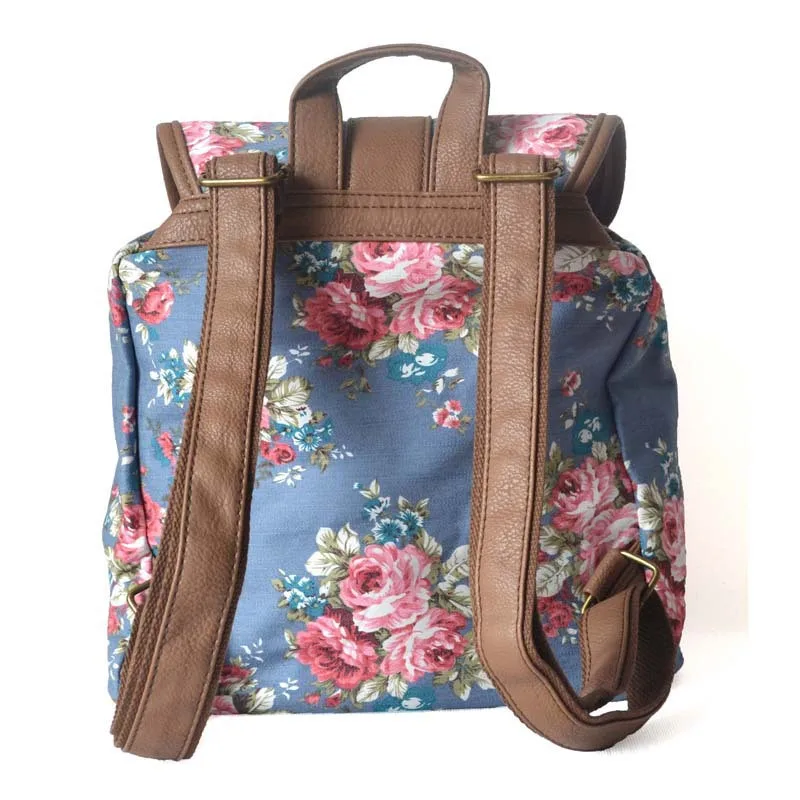2015 Newest Women Printing Backpack Canvas Cross Body School Bags Flowers Travel schoolbag backpacks mochila | Багаж и сумки