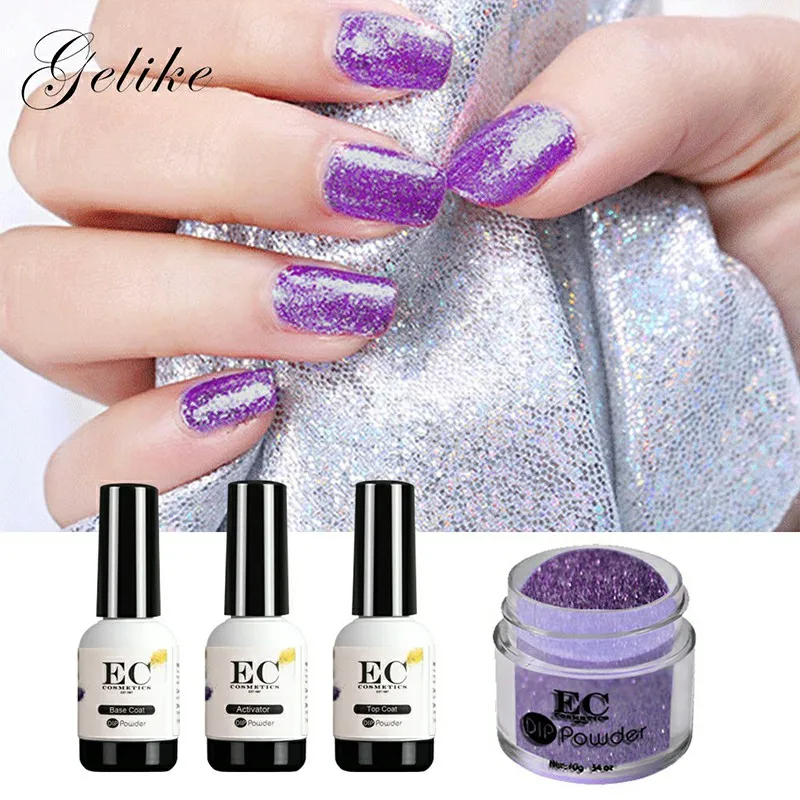 Gelike погружением порошок Наборы 10 г/кор. мл База Top Coat активатор Dip Гвозди жидкость