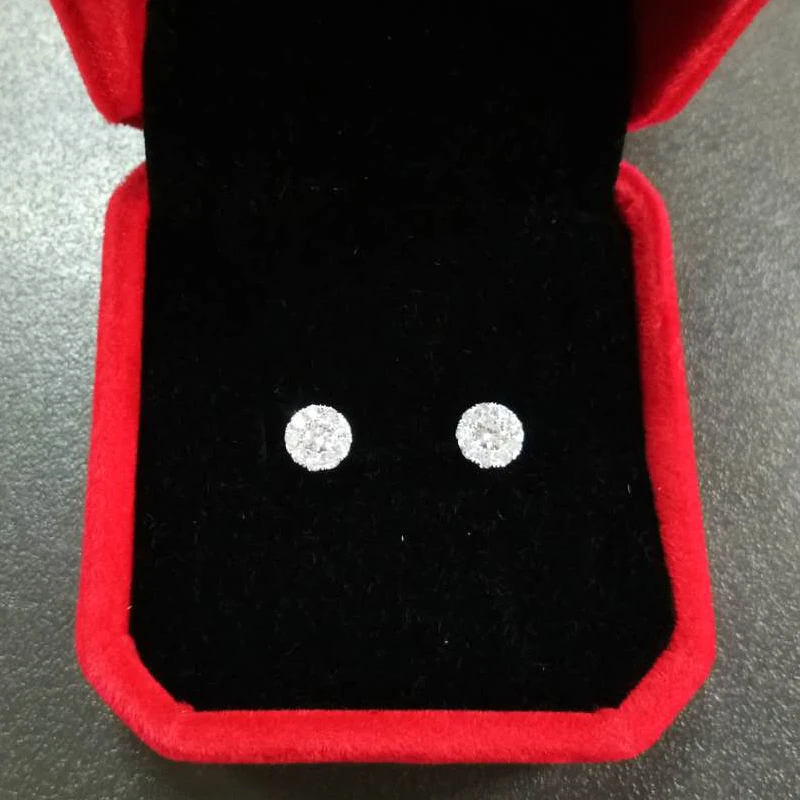 BAIHE Solid 18 K Белое Золото 0.16CT H/SI круглые натуральные бриллианты Свадебные модные ювелирные изделия Элегантные уникальные серьги-гвоздики