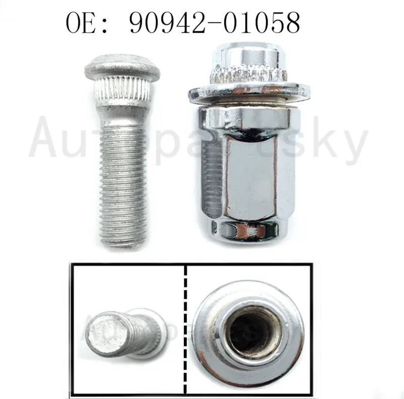 90942-02049+ 90942-01058 гайка и колесные серьги-гвоздики для TOYOTA 4runner SCION tC для LEXUS GX460 9094202049 9094201058