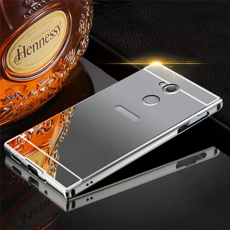 Gray Чехол для sony Xperia XA2 Ultra 6,0 ''H4213 H4233, зеркальный бампер с алюминиевой металлической рамкой+ Жесткий Чехол для задней панели из поликарбоната, чехол для телефона s - Цвет: Gray