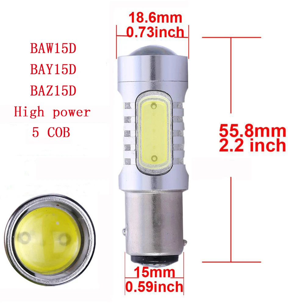 Автомобильный светодиодный светильник BAY15D BAZ15D BAW15D 5 COB белый красный 12 В стоп