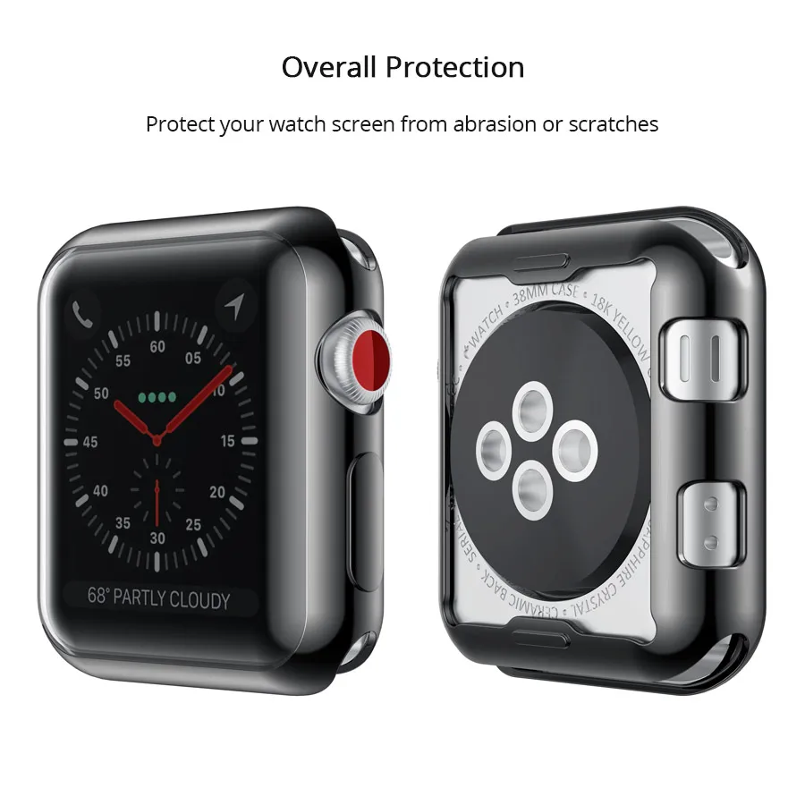 Мягкий чехол-бампер из ТПУ с покрытием для iPhone, Apple Watch, чехол для смарт часов 38 мм, 42 мм, защитная оболочка для экрана, серия 2, 3, чехол