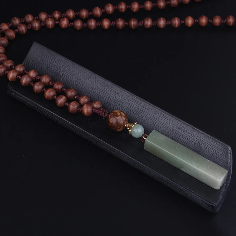 Кварц авантюрин квадратный сандаловое дерево ручной работы винтажное ювелирное