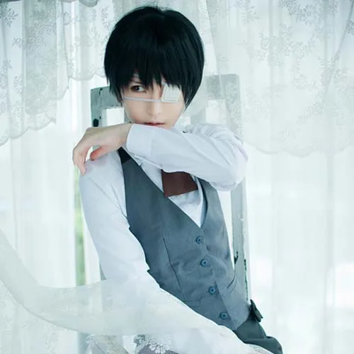 Токио Вурдалака Kaneki Кен Черный Короткие Косплей Жаропрочных Парик |