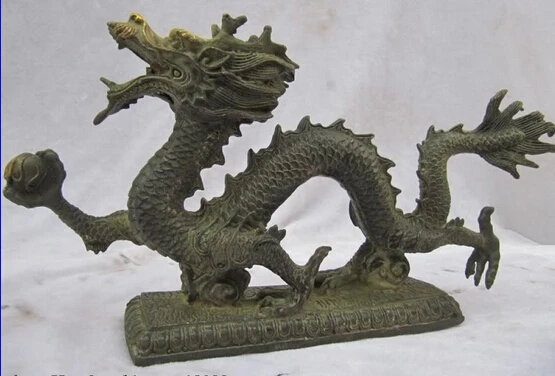 SCY Collectible bronze lion statue S0261 China Folk collection classical Bronze Gilt Lucky Fly Dragon Play Bead statuary B0403 | Дом и сад