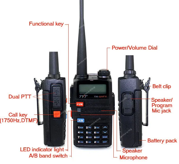 Новый Радио Walkie Talkie TYT TH-UVF11 256CH УКВ + UHF 5 Вт VOX FM радио Двойной PTT SOS Аварийного