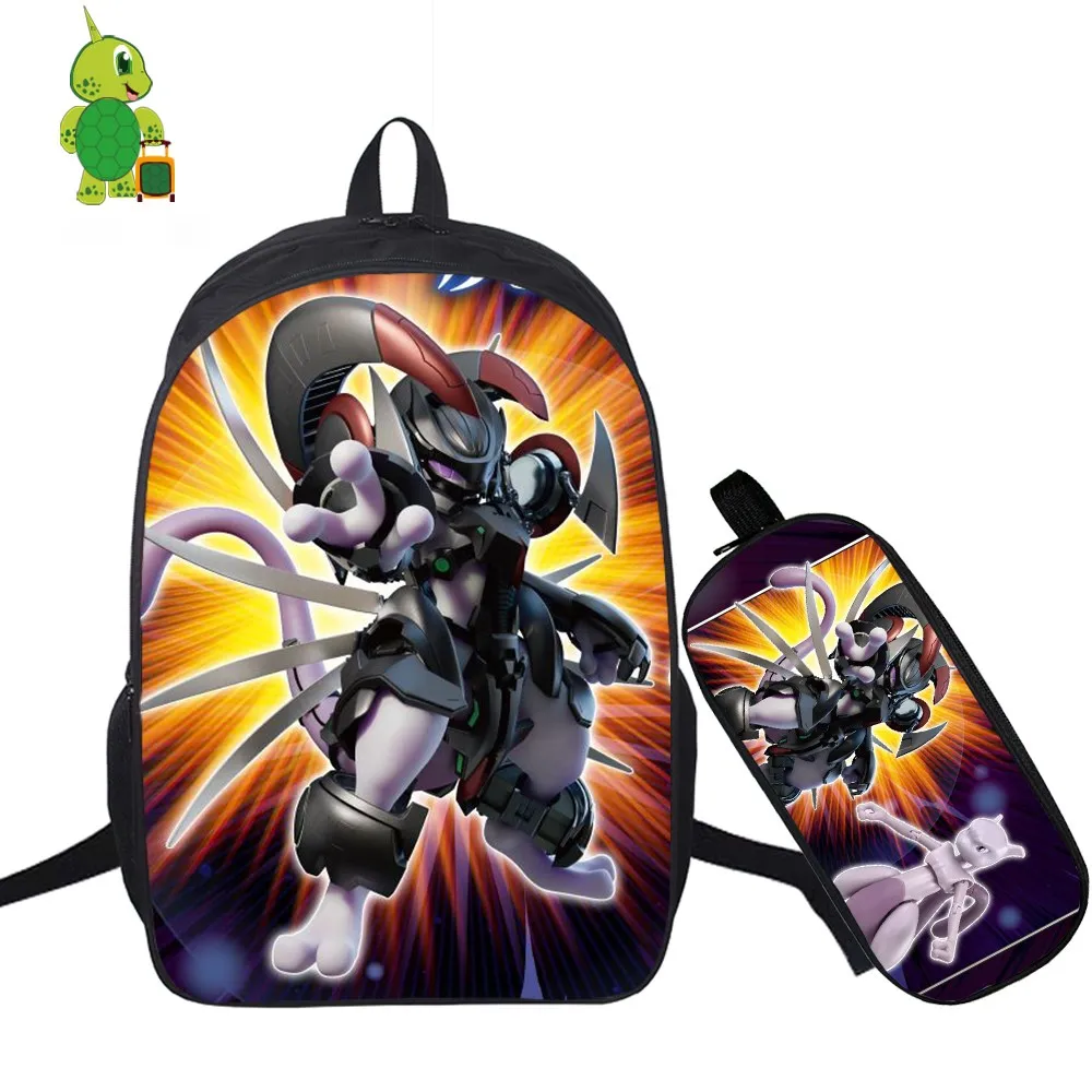 Mochila Pokemon GO Mewtwo рюкзаки 2 шт./компл. школьные сумки для подростков мальчиков пенал для мальчика ноутбук рюкзак дорожный рюкзак - Цвет: 4