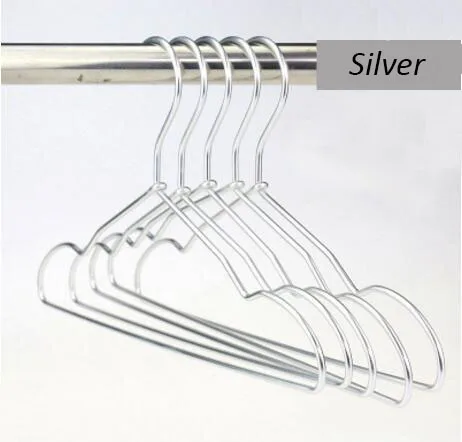 Silver 20 шт./партия, розовые, синие, Необычные алюминиевые металлические вешалки для одежды для детей, экономия пространства, милые платья, рубашки, пальто, вешалка для детей - Цвет: Silver