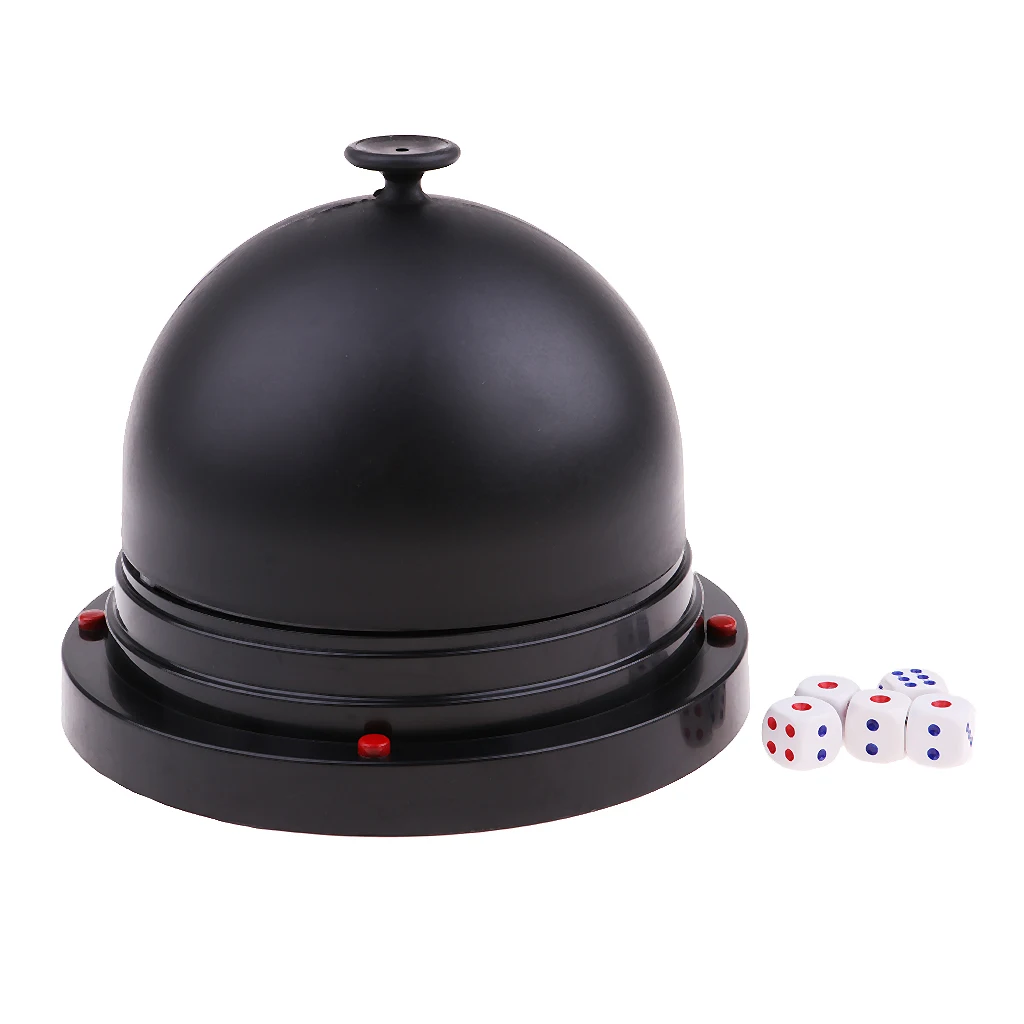 Стакан для игральных костей пластиковый черный с 5 кубиками | Спорт и развлечения