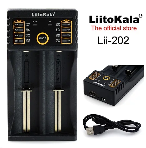 Lii202 And USB Cable Liitokala Lii402 Lii202 Lii100 18650 зарядное устройство 1,2 V 3,7 V 3,2 V AA/AAA NiMH литий-ионный аккумулятор умное зарядное устройство 5V 2A EU/US/UK вилка - Цвет: Lii202 And USB Cable