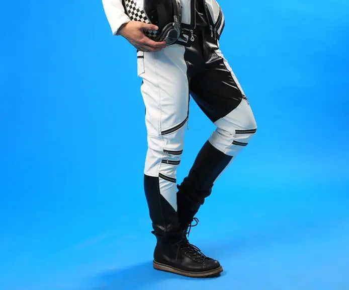 Stage personality men pants white black splice pant mens trousers singer dance rock pantalon homme street star style novelty | Мужская