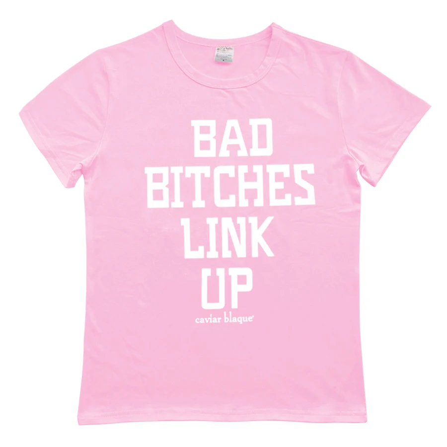 Забавная женская футболка BAD BITCHES LINK UP с буквенным принтом сексуальные футболки