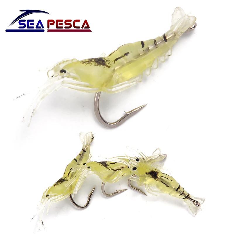SEAPESCA 5 шт Мягкие силиконовые креветки Рыбная приманка вобблер 3 см 1 г блесна для