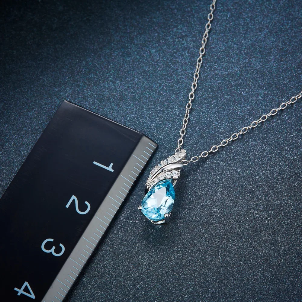 

Natural Gemstone 1.72 Carats Sky Blue Topaz Pendant 925 Sterling Silver Pendants Elegant Classic Jewelry for Women Best Gift