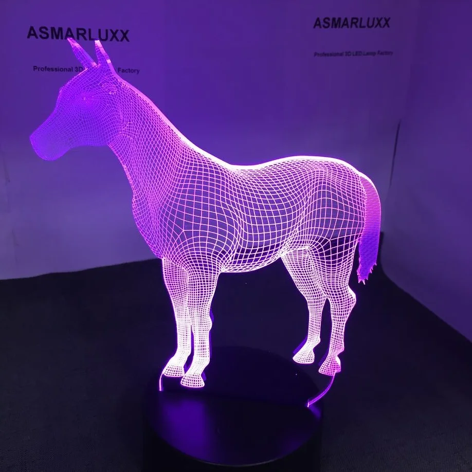 Лошадь светодиодный Ночные огни USB Новинка подарки 7 цветов Изменение животного 3D светодиодный стол настольные лампы как украшение дома Прямая