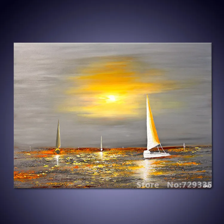 Стены холсте современный дом украшения абстрактный пейзаж живопись парусник