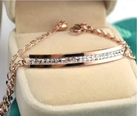 yun ruo new style shining zircon crystal bracelet titanium steel rose gold color woman jewelry birthday gift free shipping