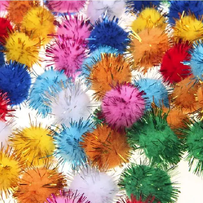500 шт. многоцветные блестящие шарики с помпоном из мишуры для вечеринки украшение