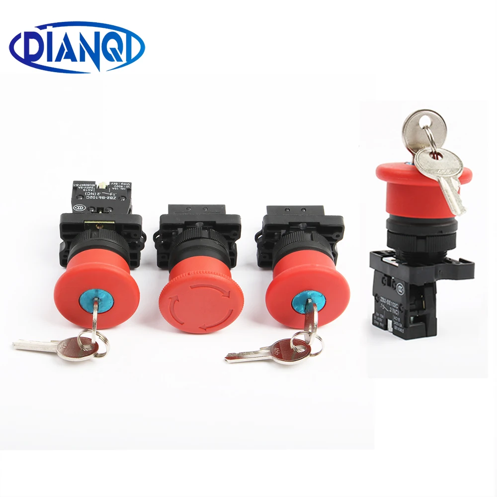 XB2-ES142 XB2-ES145 XB2-ES542 1NC/1NO1NC ключ перезагрузка, экстренная остановка кнопочный переключатель/фиксацией, Грибовидная головка 40 мм кнопочный переключатель