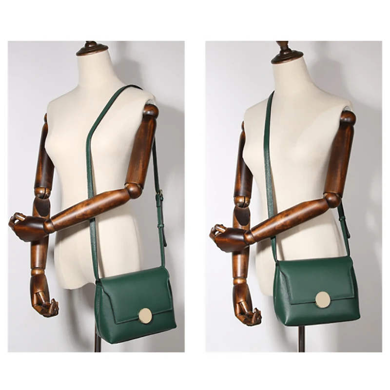 Круглая пуговица кожаная сумка через плечо для женщин женская мессенджер из 100%