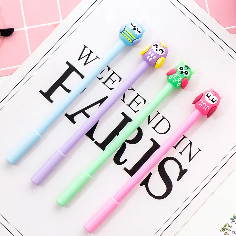 

32 Pcs cute cartoon Owl Creative Cute Cartoon Neutral Black 0.5mm Pen Student Stationery Neutral Pen Wholesale