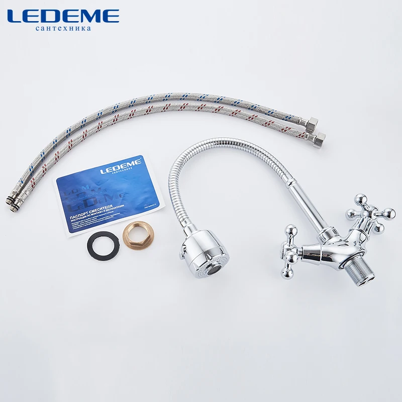ledeme kitchen faucet dual holder and two kinds of water way outlet pipe tap basin plumbing hardware brass sink faucet l4319 3 free global shipping