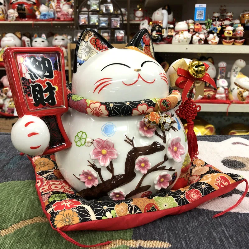 Японский счастливый кот Копилка удача Кот фэн-шуй ремесло Maneki Neko керамическая копилка для кошки домашнее украшение рабочего стола R1953