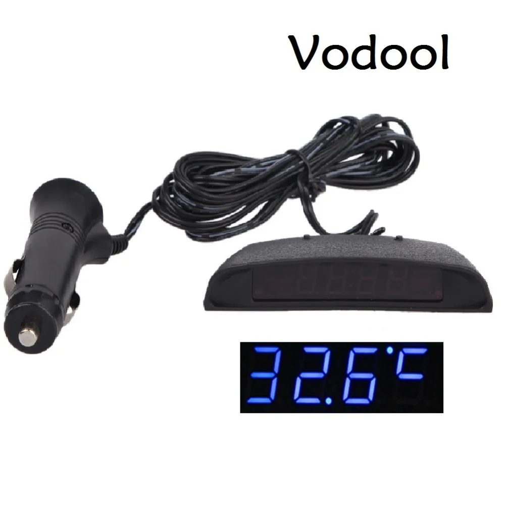 

12 В, автомобильные часы, интерьер 3 в 1, стильные часы для автомобиля, термометр, дисплей напряжения, монитор, часы для автомобиля, Интерьерные...