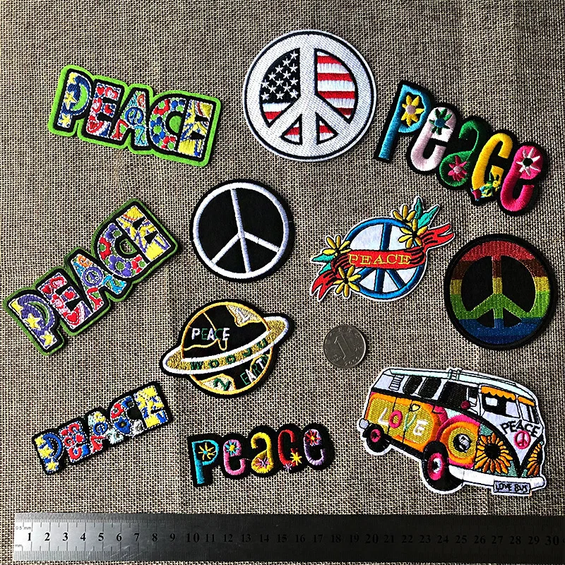 PGY Peace/нашивки с вышитыми буквами, круглые цветные аппликации для геев, для одежды, железные значки с надписью Love Car, 3D, сделай сам, пальто, Декор
