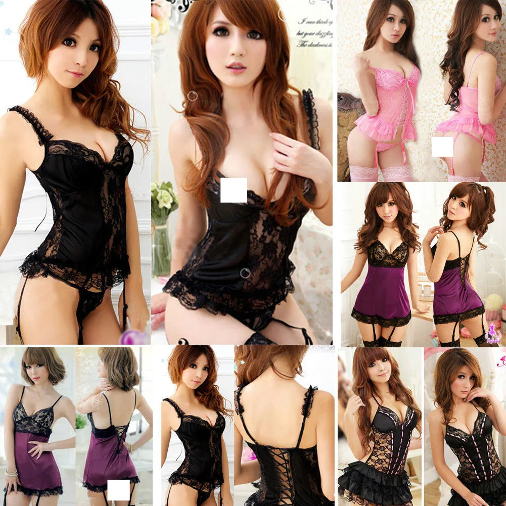 Женское сексуальное нижнее белье партия кружевное платье стринги Babydoll комплекты