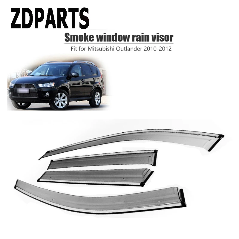 

ZDPARTS 4pcs Car Wind Deflector Sun Guard Rain Wind Vent Visor Cover Trim Accessories For Mitsubishi Outlander 2 2010 2011 2012