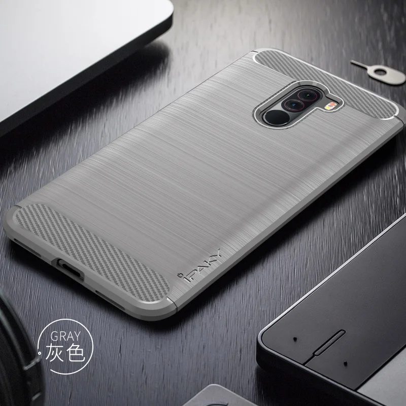 Серый Pocophone F1 Чехол iPaky чехол для Xiaomi Pocophone F1 случае Pocofone F1 силиконовые матовый Мягкая обложка для Xaomi Поко F1 телефон случаях - Цвет: Серый