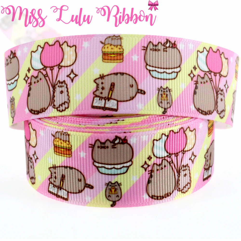 1 &quot25 мм розовые полосы милый мультфильм звезда узоры напечатаны Grosgrain ленты DIY