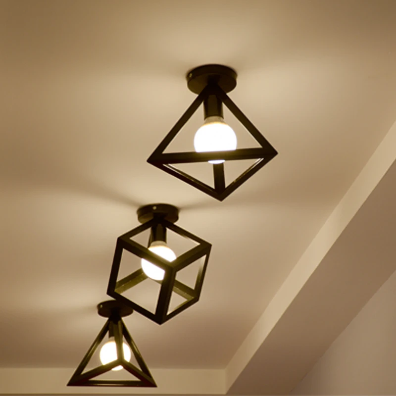 

Vintage Ceiling Lights Black Wrought Iron Ceiling Lamp for living room Kitchen Light Fixtures Luminaria E27 Bulb Home Lighting