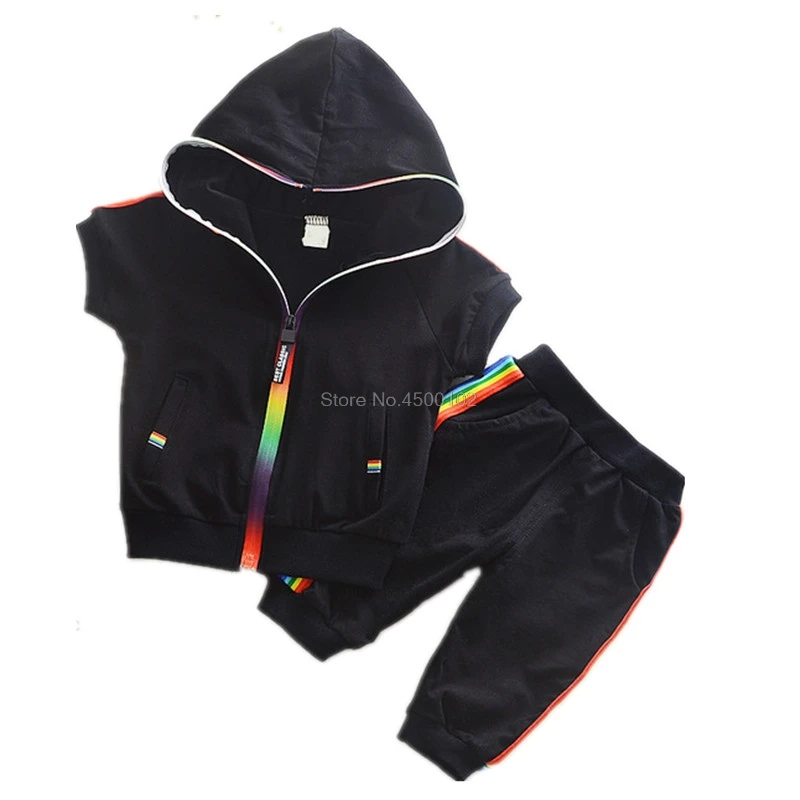 Детский хлопковый спортивный костюм 2 шт./компл. летняя спортивная одежда для